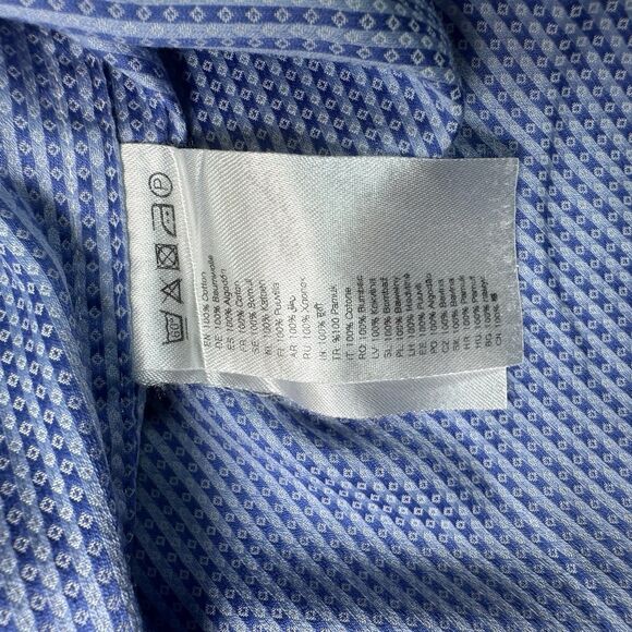 ETON Geometric Strech Shirt  size 17.5 Blue dress shirt - Picture 4 of 6